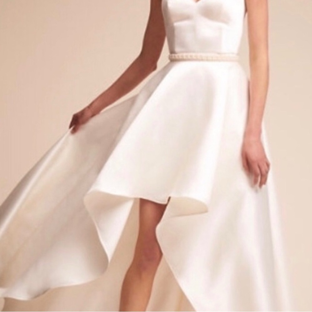 Anthropologie White High Low Skirt BHLDL